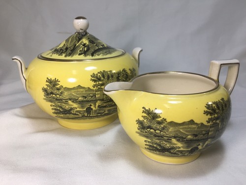 (17 Piece) Wedgwood of Etruria Yellow Landscape Scenic TEA SET for 4 - M5290 - Picture 6 of 12