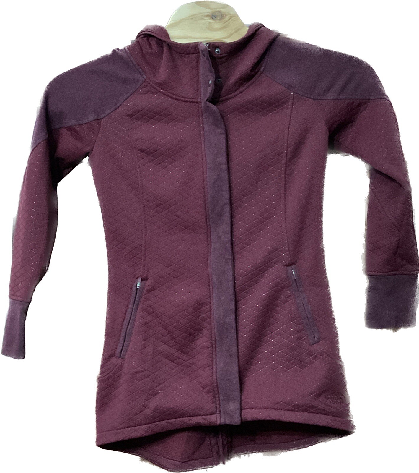 The North Face Burgundy Quilted Hooded Sweater for Women Size Small Petite SP