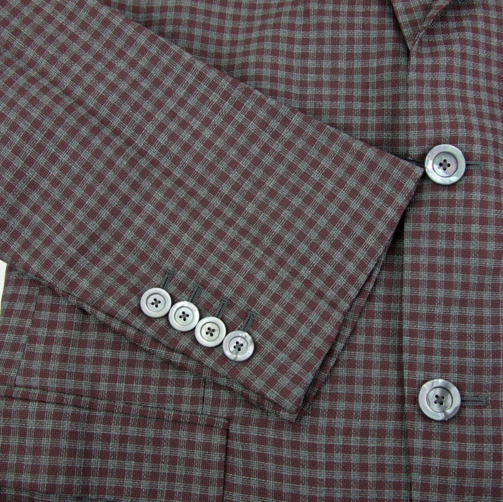 $1650 Gucci Uomo Grigio Borgogna Lana Vichy 2 Bottoni 406675 6086