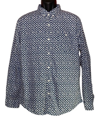 7 Diamonds Blue Design Shirt Flip Cuff Long Sleeve Button Up Chest Sz 44 / L-30 