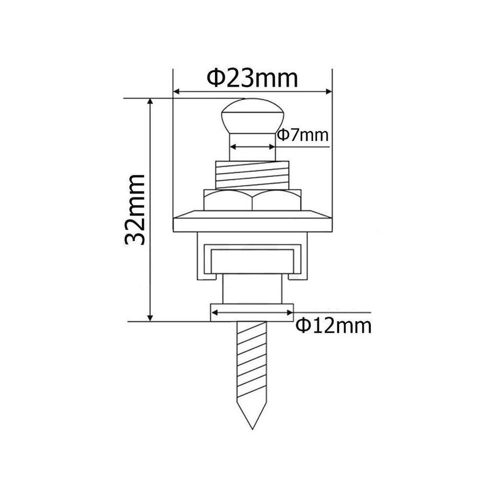 2 peças de alça de baixo para guitarra trava de segurança alça de fixação de metal trava botão de metal - Imagem 2 de 4