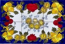 18" x 12" Ceramic Tile Mural Backsplash Kitchen Wall Mosaic Deco Hand Painted