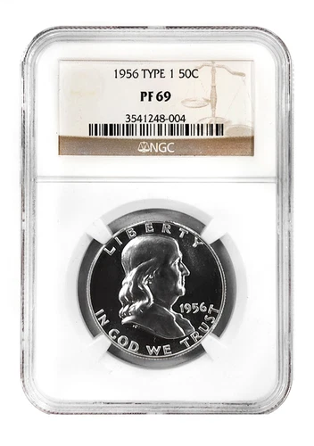 1956 Type 1 Franklin Proof Silver Half Dollar 50c NGC PF69