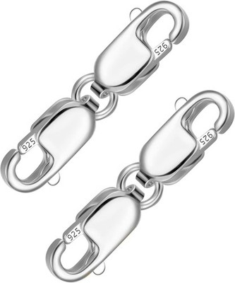 925 Sterling Silver Double Lobster Clasp Necklace Extender Chain Silver