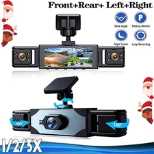 1/2/3x Dash Cam 4 Channel 360° Front Rear Inside Dash Cam FHD 1080P Car Camera