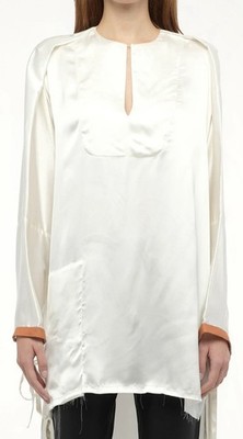 Loewe Oversize-Damenbluse weiß Seide lang hinten Oberteil Größe M UVP 1050 £ neu mit Etikett
