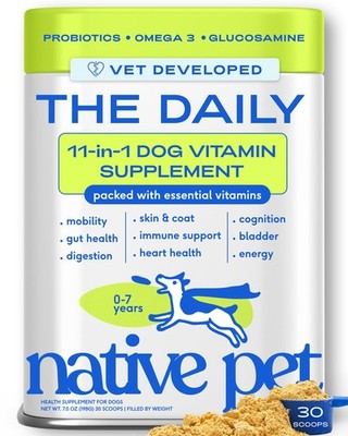 The Daily Dog Vitamins & Supplements - 11-in-1 Multivitamin for Dogs - Daily ...