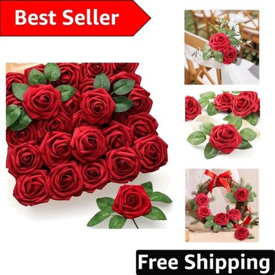 Vivid Foam Roses Bulk - 50 Pcs Red Artificial Flowers for Elegant Occasions