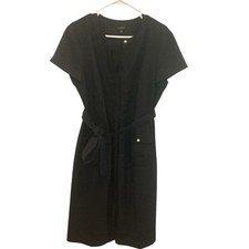 Talbots Womens Shirt Dress Size 14 Black Old Money Business Casual Office NEW