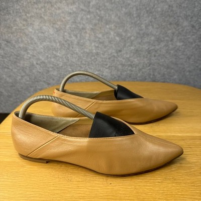 Aeyde Ballet Flats 39 Tan Brown Leather Pointed Toe Slip On
