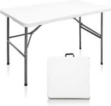 4Ft Heavy Duty Folding Tables Indoor Outdoor Plastic Dining Table for Picnic US