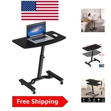 Mobile Height Adjustable Laptop Cart 28''-33'' - Stylish Black Minimalist Design
