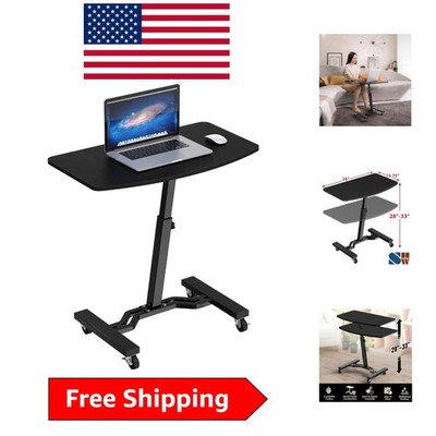 Mobile Height Adjustable Laptop Cart 28''-33'' - Stylish Black Minimalist Design