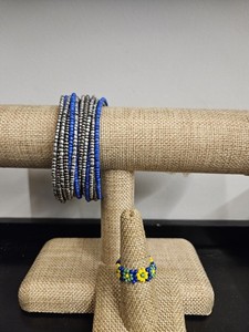 Beaded Cuff Bracelet & Seed Bead Flower Ring