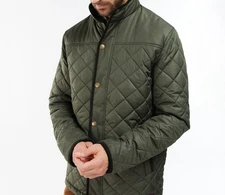 Olive ~ BARBOUR BRENDON Quilted Jacket w/ Leather Trim MSRP $295