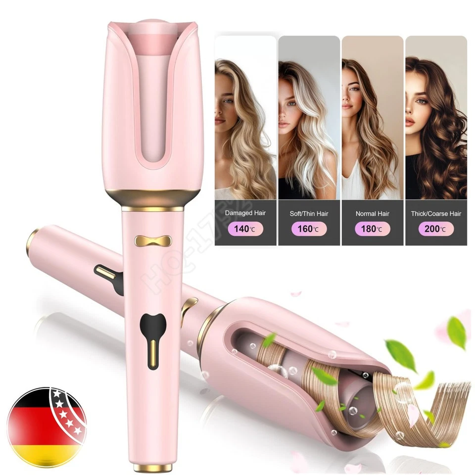 MARKENLOS Automatischer Lockenstab Welleneisen Automatisch Lockenwickler mit 4-Temperatur