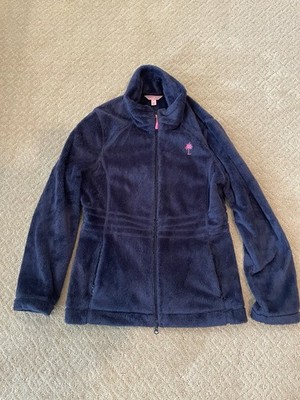 Lilly Pulitzer Women's Maddie Sherpa Fleece Jacket Blue Medium Full Zip