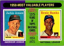 1975 Topps #196 1958 MVPs (Jackie Jensen / Ernie Banks)