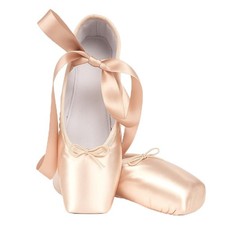 Satin Pointe Shoes for Girls Professional Ballet Dance Shoes with Ribbon for ...