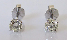Diamond Stud Earrings - 18ct White Gold Diamond Solitaire Stud Earrings (0.40ct)