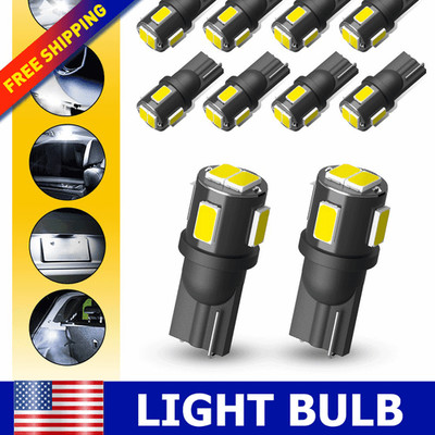 10x LED License Plate Interior Light Bulb Super White T10 194 168 W5W 2825 6500K