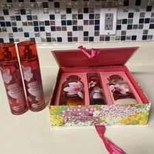 Bath &Body Works Japanese Cherry Blossom Set  3 Mist Shower Gel & Lotion Gift St