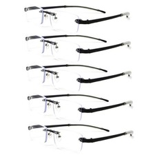 5 Pack Rimless TR90 Black Reading glasses Ultralight Reader 50 75 1.0 1.25 4