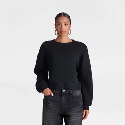 KBB by KAHLANA Women Long Sleeve 'The Shoulder Pad Sweater' - Black