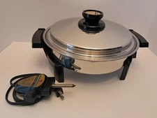 Kitchen Craft West Bend 11" Electric Skillet Liquid Core Vented Lid Stainless