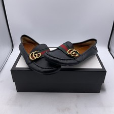 Gucci GG Marmont/Shelly Line/Double G Web Leather Loafers 454638 Size 5