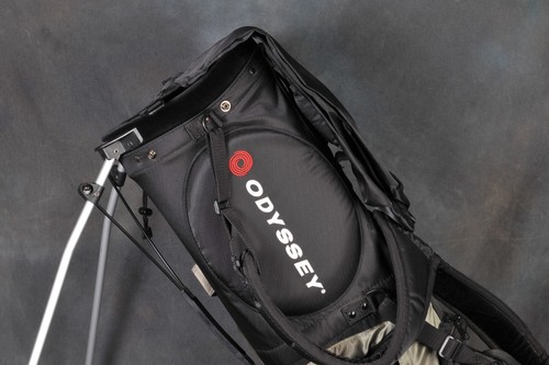 Odyssey Golf Stand Bag With Rain Cover Dual Strap 4-Way Divider Black/Silver - Picture 2 of 8