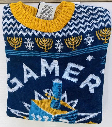 Holiday Gamer Sweater Dreidel Blue Size Extra Small Boys NWT - Picture 5 of 5