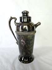 Large Silver Cocktail Shaker Martini Pitcher LB London & Brighton MCM