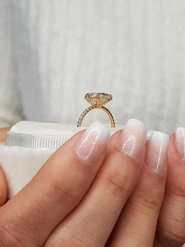1.80TCW Oval IGI Lab Grown Diamond Halo Engagement Ring 14k Yellow Gold - Picture 2 of 13