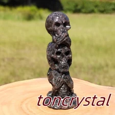 3"+ Natural Yooperlite Skull Carved Quartz Crystal Skull Reiki Healing Gift 1pc