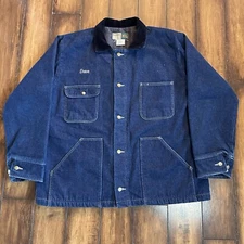 Vintage Wearguard Denim Chore Coat Men XL Tall Blanket Lined Corduroy Collar XLT