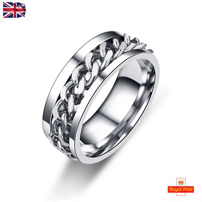 Titan Stahl drehbare Kettenringe für Frauen Männer Spinner Anti Stress Ring - 10