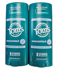 Toms Of Maine Deodorant Stick UNSCENTED 3.25oz  2 pack  NEW LOOK NOW BIGGER 