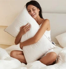 Royoliving Premium Duck Feather Down Bed Pillow Comfort Queen Size 30"x 20" Gift