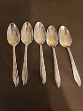 5 Starburst Stainless 3 Star Atomic Soup Table Spoons Made in USA Vintage
