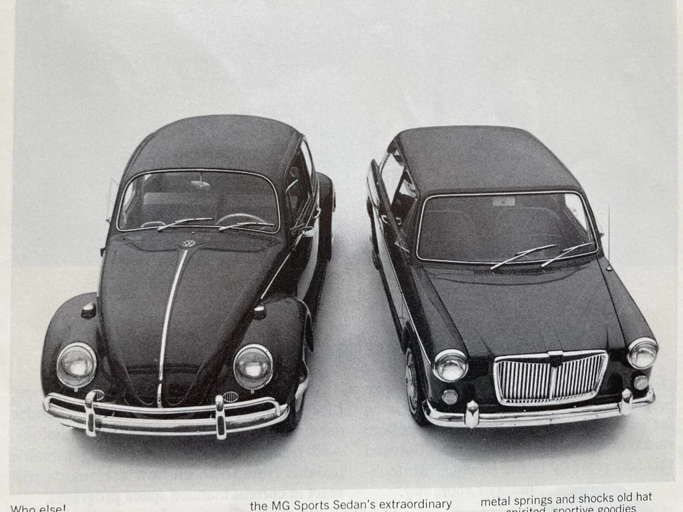 Anuncio impreso MG Sports 1965 sedán VW Beetle Bug Foto 2 de 2