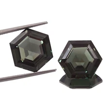 Natural Dark Green Brazilian Tourmaline Loose Hexagon Gemstone Cut Pair 12x12 MM