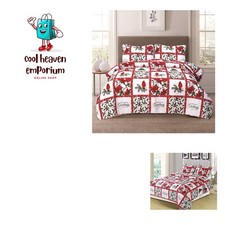 Christmas Holiday Full/Queen Lightweight Patchwork Quilt Bedding Set Mistleto...