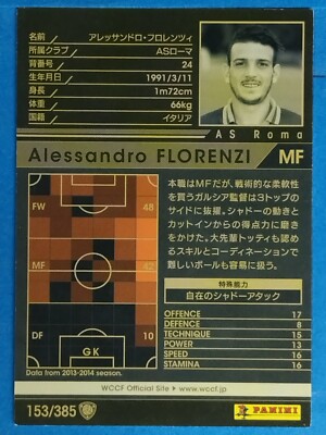 Panini WCCF 153/385 2013-2014 Alessandro Florenzi Japan Pre-Owned