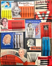 12 Unused Genuine Vintage 1930s - 1950s Hair Pin Display Cards - Old Shop Stock
