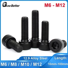 M6 M8 M10 M12 Fine Thread Socket Cap Head Bolts 12.9 Steel Black Allen Screws