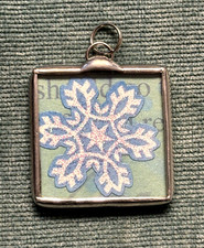 Glittered Winter Snowflake Pendant 1.25x1.25" Jewelry Handmade Charm Ornament