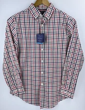 New Croft & Barrow True Comfort Woven Shirt Stretch Gingham Plaid Medium