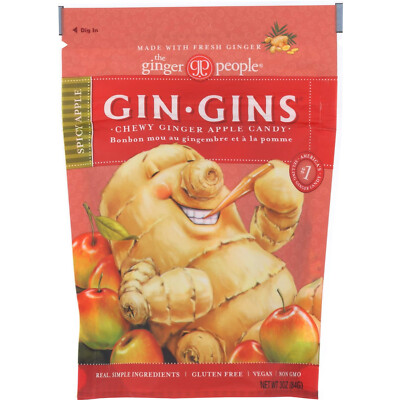 The Ginger People Gin Gins Chewy Ginger Candy, Spicy Apple, 3 Ounces