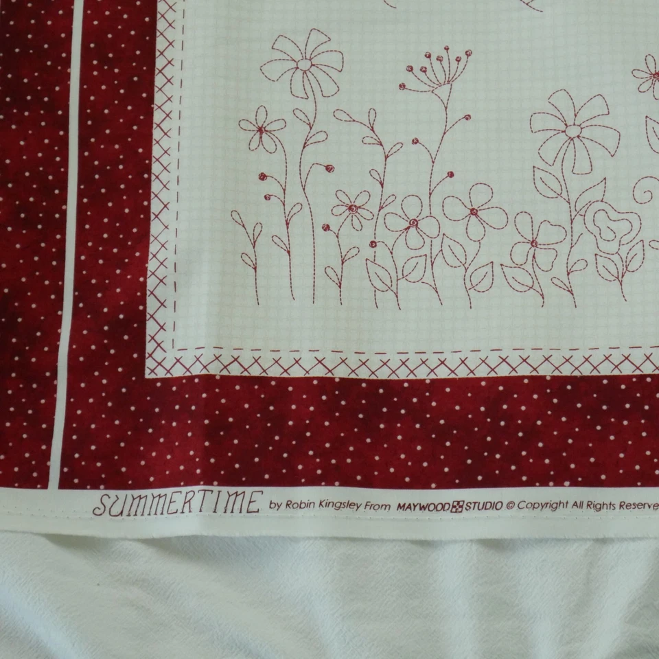 Panel de tela Maywood Summertime rojo Americana Cottagecore bloques tramposos 27"x45 Foto 2 de 4